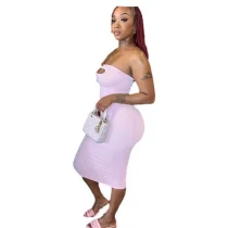 Hollow Out Tube Top Midi Dress XMCS-CASI2024402