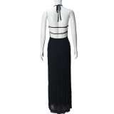 Sleeveless Tie Up Ruffles Maxi Dress GNZD-51618DBD