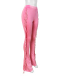 Tassel Solid Color Micro Flare Jeans XMCS-CS20247242048