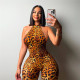 Leopard Print Tight Backless Jumpsuit SHD-9539