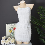 Hollow Out Tie Up Backless Tops Two Piece Skirts Set GNZD-51690SBD