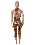 Leopard Print Tight Backless Jumpsuit SHD-9539