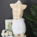 Hollow Out Tie Up Backless Tops Two Piece Skirts Set GNZD-51690SBD