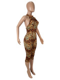 Leopard Print Tight Backless Jumpsuit SHD-9539
