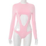 Long Sleeve Solid Bodysuit Two Piece Shorts Set MXBF-D25ST208