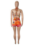 Floral Print Halterneck Hollow Out Romper SHD-9543