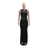 Sleeveless Mesh Patchwork Maxi Dress CYA-901953