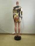 Long Sleeve Print Sexy Mini Dress QOUY-6064
