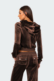 Velvet Sports Zipper Hoodie Two-piece Pants Set YD-YM024