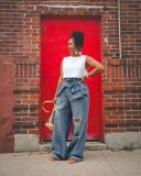 Plus Size Retro Ripped Straight Leg Jeans GYLN-9037