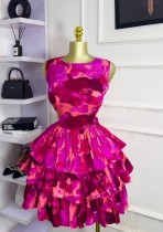 Sleeveless O Neck Pleated Cake Dress GXIN-8860