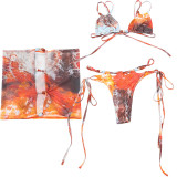 Sexy Mesh Tie Up Bikinis Three Piece Swimsuit XEF-K25S67251