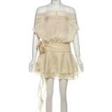 Mesh Off Shoulder Backless Mini Dress XEF-K25D76616