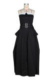 Single-breasted Wrap Chest Belt Maxi Dress ZSD-0760