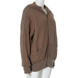 Solid Color Long Sleeve Hooded Coat GSZM-ZTP1387