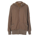 Solid Color Long Sleeve Hooded Coat GSZM-ZTP1387