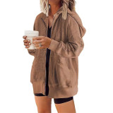Solid Color Long Sleeve Hooded Coat GSZM-ZTP1387