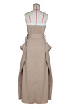 Single-breasted Wrap Chest Belt Maxi Dress ZSD-0760