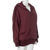 Solid Color Long Sleeve Hooded Coat GSZM-ZTP1387