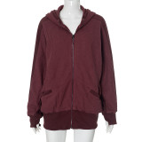 Solid Color Long Sleeve Hooded Coat GSZM-ZTP1387