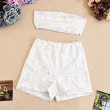 Solid Color Wrap Chest Tops Shorts 2 Piece Set GFRT-42023SBG