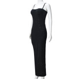 Sexy Backless Sling High Split Maxi Dress GNZD-51522DBD