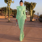 Solid Color Backless Pleated Maxi Dress  GSLF-K25D74925