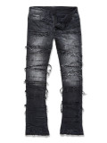 Men's Zipper Washed Straight Jeans XCFF-83102