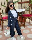 Kids Girls Stripe Blazer Two Piece Pants Set GYAY-8134