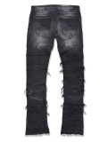 Men's Zipper Washed Straight Jeans XCFF-83102