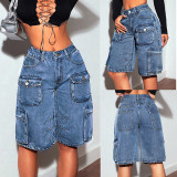 Fashion Loose Multi-pockets Denim Shorts GKNF-1385