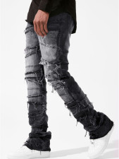 Men's Zipper Washed Straight Jeans XCFF-83102