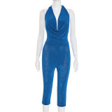 Solid Color Tie Up Backless Jumpsuit MXBF-J25JP239
