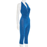 Solid Color Tie Up Backless Jumpsuit MXBF-J25JP239
