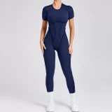 Short Sleeve Solid Color Yoga Jumpsuit GQSA-88201
