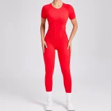 Short Sleeve Solid Color Yoga Jumpsuit GQSA-88201
