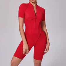 Short Sleeve Zipper Sport Skinny Romper GQSA-K0113