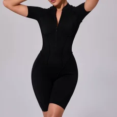Short Sleeve Zipper Sport Skinny Romper GQSA-K0113