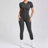 Short Sleeve Solid Color Yoga Jumpsuit GQSA-88201