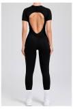 Short Sleeve Solid Color Yoga Jumpsuit GQSA-88201