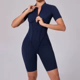 Short Sleeve Zipper Sport Skinny Romper GQSA-K0113