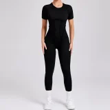 Short Sleeve Solid Color Yoga Jumpsuit GQSA-88201