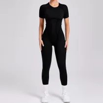 Short Sleeve Solid Color Yoga Jumpsuit GQSA-88201