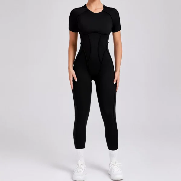 Short Sleeve Solid Color Yoga Jumpsuit GQSA-88201