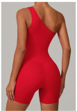 Solid Color Single Shoulder Fitness Romper GQSA-1312