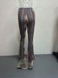 Plus Size Bohemian Slim Flared Printed Pants GWTC-W0730