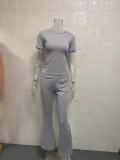 Solid Color Casual Two Piece Pants Set GWTC-W0719