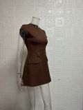 Plus Size Sleeveless Solid Color Mini Dress GWTC-W0731