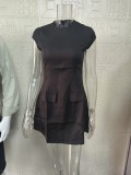 Plus Size Sleeveless Solid Color Mini Dress GWTC-W0731