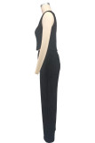Sleeveless Solid Color Two Piece Pants Set XHXF-8728